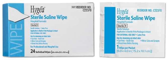 PDI HYGEA Sterile Saline Wipes Towelettes 6-inx4-in -24 C22370