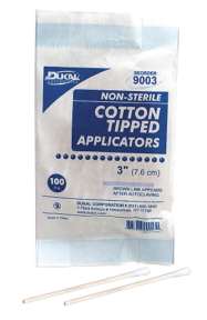 Dukal Cotton Tipped Applicators 3" Long Hard Wood NS -10x100- 9003