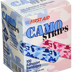 BANDAGE, ADH STRIP BLU/PNK CAMO 3/4"X3" (100/BX 12BX/CS)