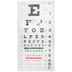 CHART, EYE TEST SNELLEN LF 20' 22"X11" (5/BG)
